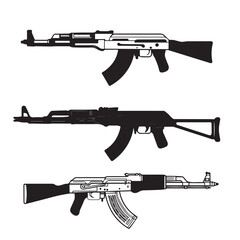 Naklejka premium AKM Assault Rifle Illustration – Military Weapon Vector Design