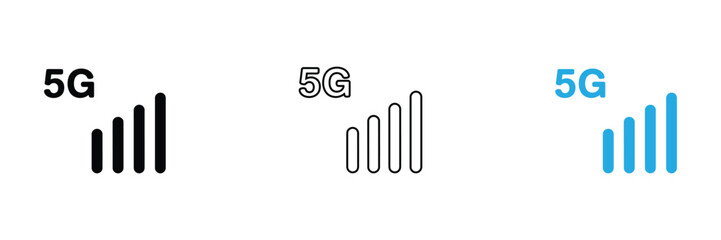 Sleek 5G signal bars icon representing fast wireless speed and seamless connectivity for a modern digital world. Elevate your tech content.