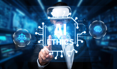 This image illustrates the concept of AI ethics within the legal and cyber security context,...