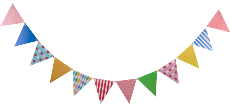 decorative flags, pennants on transparent background	
