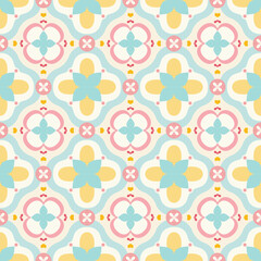 Pastel Clover Quatrefoil Seamless Tile Pattern
