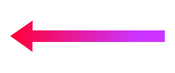 Obraz premium Gradient left arrow in red to pink transition on transparent background