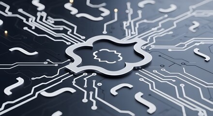 Profession: cloud computing concept showing a cloud icon surrounded by circuit board lines and connections