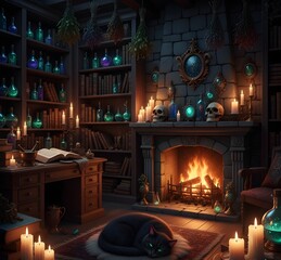 The Magical and Cozy Interior of a Witch's Apothecary
