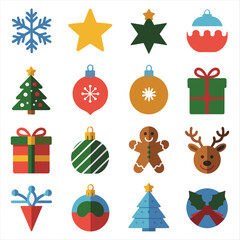 Fototapeta premium Festive christmas ornaments and decorations collection for holiday celebrations