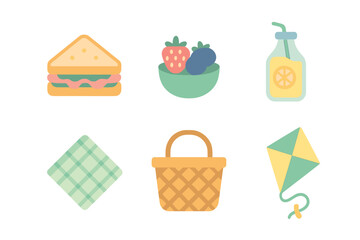 Simple icons for outdoor leisure and picnic activities