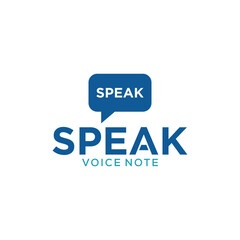 Speak logo design with logotype and wordmark  concept.