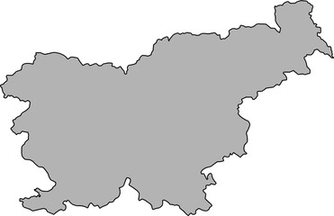 Grey silhouette vector map of Slovenia national boundary, presented as a solid color political template of the Central European country.