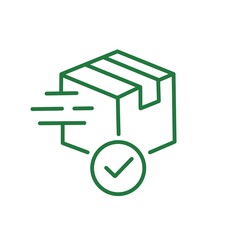 Package, box, cardboard, delivery, parcel thin green line icons. For website marketing design, logo, app, template, ui, etc. Vector illustration.