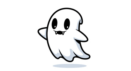 Naklejka premium Cartoon Ghost with Fangs A Spooky and Fun Halloween Icon