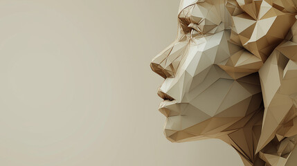 Clay-sculpted human face portrait with abstract textures on the background, an artistic mural