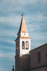bell tower of the church in porec, istria