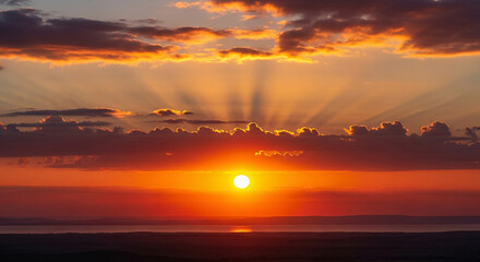 Dramatic Sunrise Over the Ocean Horizon