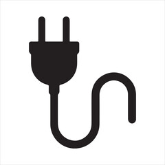 Silhouette electrical plug simple black icon Vector illustration