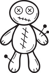 Vector Editable Halloween Voodoo Doll Outline