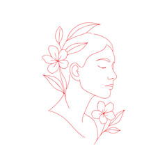 delicate portrait of a serene person with floral elements