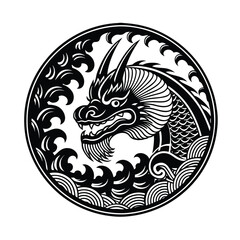 Oriental Dragon Ornamental Vector Graphic for T-Shirt Design