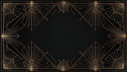 Ornate golden Art Deco frame on a dark grey background