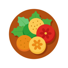 a plate with christmas cookies  vector art  