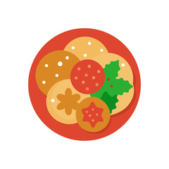 a plate with christmas cookies  vector art  