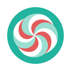a peppermint swirl candy  simple flat color vector