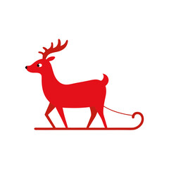 a reindeer pulling a sleigh   vector art  