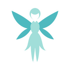a snow fairy with wings  simple flat color vector 