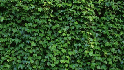 Fototapeta premium Dense ivy foliage with vibrant green hue. AI image