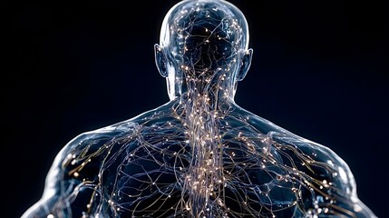 Human nervous system illuminating neurons and neural networks