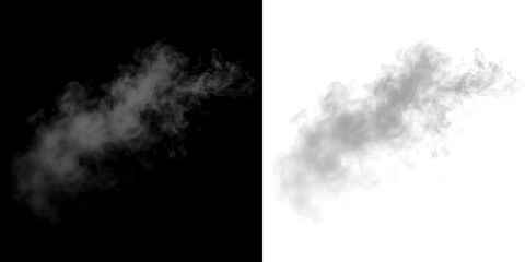Smoke overlay effect on transparent background, showcasing wispy, ethereal clouds of vapor, ideal for creative design projects and enhancing visual storytelling in various applications