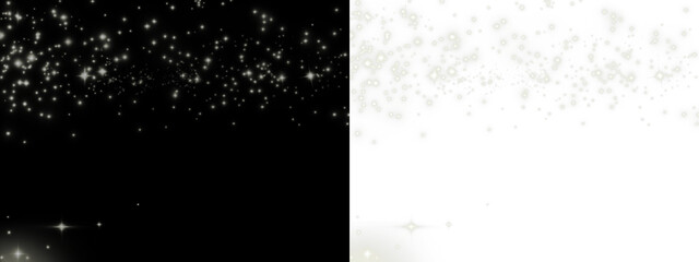 Sparkling glitter overlay with contrasting black and white backgrounds, creating a magical atmosphere for festive designs, invitations, or creative projects with copy space