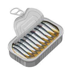 Tin sardines opened, revealing row fish packed in oil