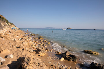 Kefalonia- Greece - August 15, 2025: Avithos beach Kefalonia,  Greece.