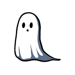 funny cartoon ghost, transparent background 