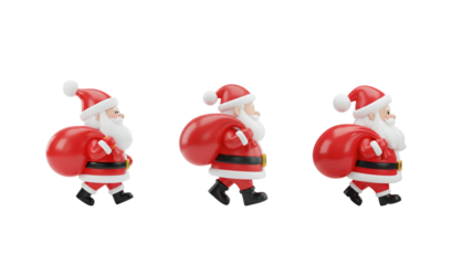 3d Santa Walking with Bag png