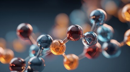 Molecules, 3D model. Atoms, chemical bonds, biomolecules molecular nano structure. Innovation in science, DNA, medicine, education. Chemistry science research, biology, pharmaceuticals biotechnology