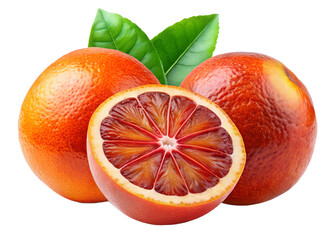 Vibrant Blood Orange Slice and Whole Fruit citrus isolated on a transparent background