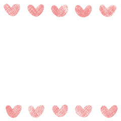 テキスタイル調の赤いハートのフレームイラスト