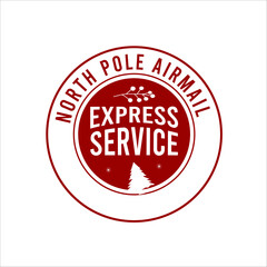  North Pole Airmail Express Service Christmas, December, Red, Custom