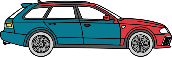 Vintage red sports car vector illustration isolated on white