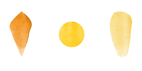 An illustration shows abstract watercolor elements. There are orange and yellow shapes and petals, set against a clean white background. The style is painterly.