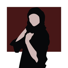 Hijab Muslim Woman Illustration in Flat Style