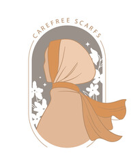 Hijab Muslim Woman Illustration in Flat Style