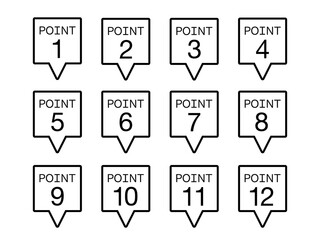 Numbered Point Markers Set from 1 to 12 for Infographics