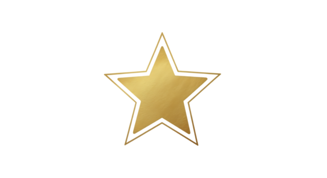 A simple, elegant golden star with a white outline on a plain white background.