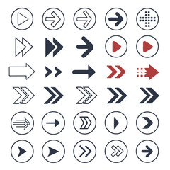 Round arrow button icons in minimal vector design showing different rotation and direction symbols for web and app use.