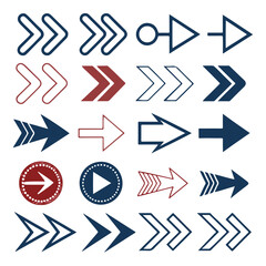 Modern arrow pattern collection with circular motion and progress direction icons, perfect for infographic and UI design