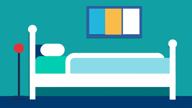 A bedroom with a bed rail to prevent falls and make getting in and out of bed easier for older adults.. Vector illustration