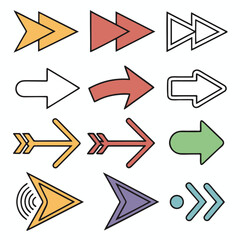 Artistic arrow set designed in vintage pen drawing style, ideal for infographic and personal design layouts.