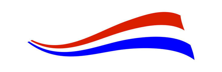 Abstract waving ribbons vector in red, white, and blue colors, perfect for symbolizing patriotism, speed, Dutch or French flag concepts, movement, and dynamic flow.
